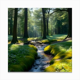 Stream In The Forest Canvas Print