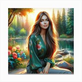 Girl In The Forest Canvas Print