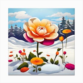 Flower In The Snow Canvas Print