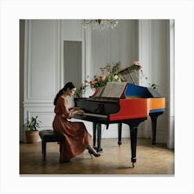 Portrait Of A Woman Playing A Piano Canvas Print