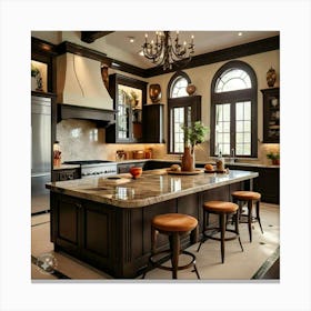 Large Kitchen With Island Canvas Print