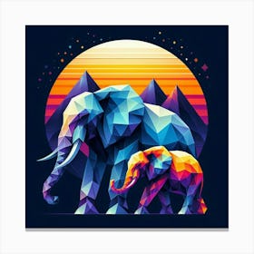 Bold Elephants At Sunset Canvas Print