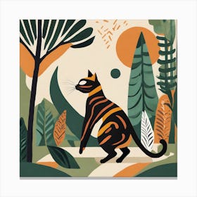 Cat In A Jungle, Geometric Abstract Art Canvas Print