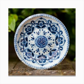 Blue And White Plate Canvas Print