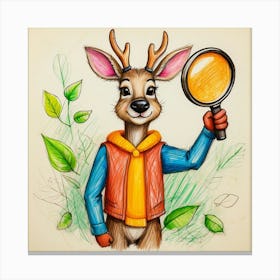 Deer With Magnifying Glass 14 Canvas Print