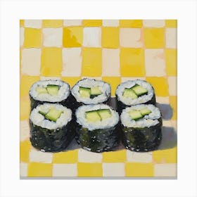 Maki Sushi Yellow Checkerboard 3 Canvas Print