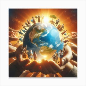 People Holding The Earth Canvas Print