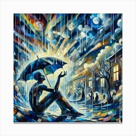 Rain In The City,Umbrella Parade Canvas Print