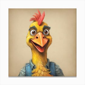 Chicken In Overalls Canvas Print