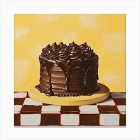 Chocolate Yellow Checkerboard 4 Canvas Print
