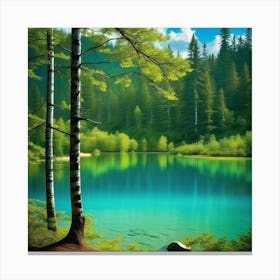 Lake In The Forest 4 Canvas Print