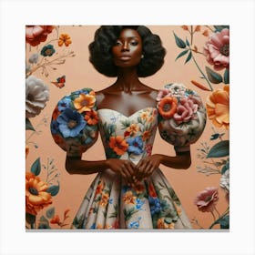 Woman In Floral Dress Canvas Print