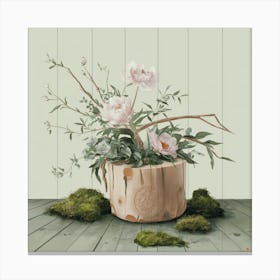 Peonies In A Pot 4 Canvas Print