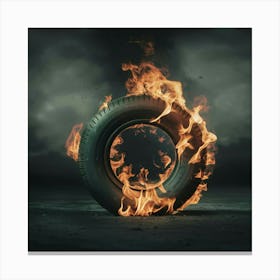 Tire On Fire Canvas Print