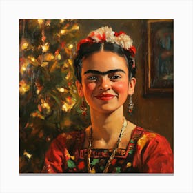 Frida Kahlo Frohe Weihnachten, Malerei mit Weihnachtsbaum Canvas Print