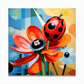 Ladybug On A Flower Canvas Print