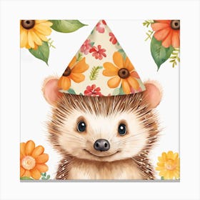 Floral Baby Hedgehog Nursery Illustration (18) Canvas Print