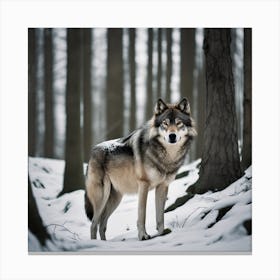 Wolf In The Woods 12 Canvas Print