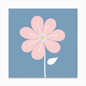 A White And Pink Flower In Minimalist Style Square Composition 4 Canvas Print