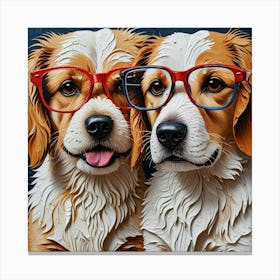 Two Dogs Wearing Glasses 1 Canvas Print