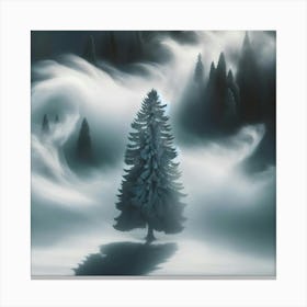 Pine Tree In The Fog Canvas Print