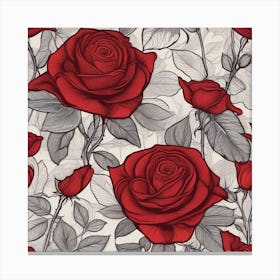 surrealist red rose pattern Canvas Print