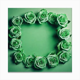 Green Roses Frame 14 Canvas Print
