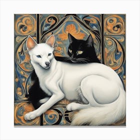 Fox And Cat Canvas Print