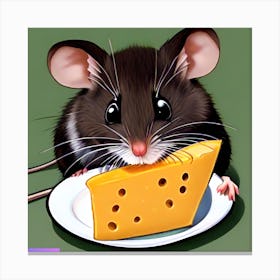 Pop Art Print | Mouse With A Plate Of Cheese Canvas Print