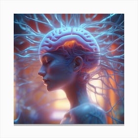 Female Head With Brain Canvas Print