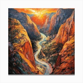 Sunrise Over The Canyon 1 Canvas Print