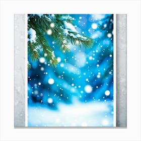 Abstract Winter Wonderland With A Closeup Of A Spruce Tree Branch Adorned With Snowflakes In The For (1) Canvas Print