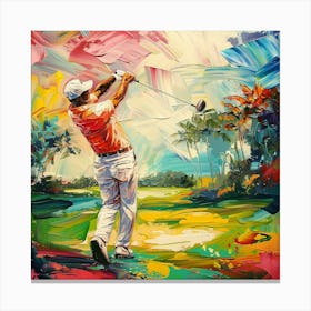 A Golfer Teeing Off Oil Painting Illustration 1718673251 4 Canvas Print