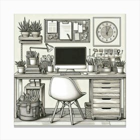 Office Desk 5 Canvas Print