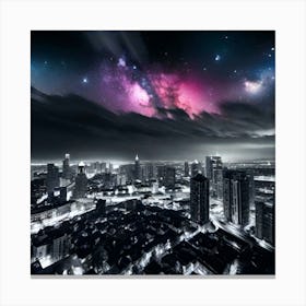 Galaxy Over The City Canvas Print