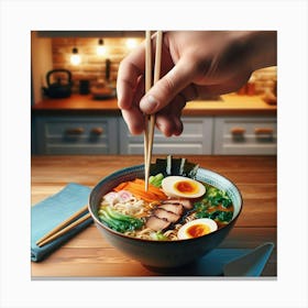 Ramen With Chopsticks Canvas Print