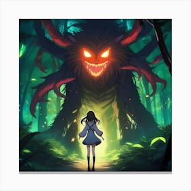 Demon Girl In The Forest Canvas Print