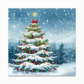 Christmas Banner Texture With A Snowy Landscape 7 Canvas Print