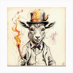 Goat With A Torch Canvas Print