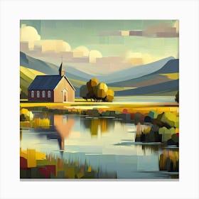 Church By The Lake Canvas Print