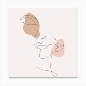 Face with Rose Line Art Canvas Print