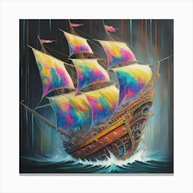 Ship pirates with a splash of colour Canvas Print