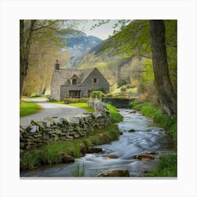 Cottage By The Stream 8 Canvas Print