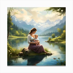 Mother And Child Art Print Canvas Print