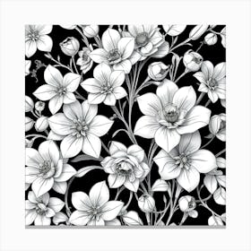 Black And White Flowers 1 Stampe su tela