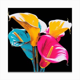 Andy Warhol Style Pop Art Flowers Calla Lily 1 Square Canvas Print
