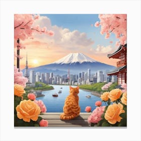 Cat Looking At The City Canvas Print