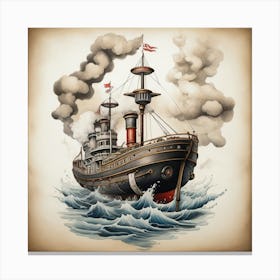 Ship In The Sea 2 Canvas Print