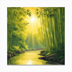 A Stream In A Bamboo Forest At Sun Rise Square Composition 96 Canvas Print