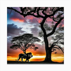 Lion At Sunset 16 Canvas Print